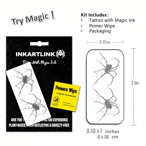 INKARTLINK Love Spider Temporary Tattoos Waterproof & Realistic - Easy Application