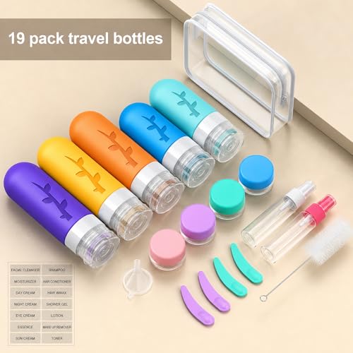 Multicolor TSA Approved Travel Bottles Set - Leakproof Silicone Toiletry Containers