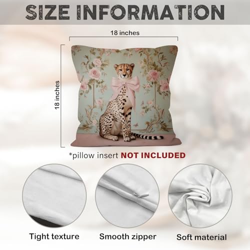 Vintage Chinoiserie Cheetah Throw Pillow Cover - 18x18