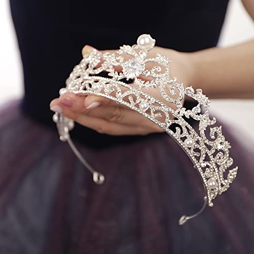 Baroque Pearl Tiara & Queen Crown for Wedding, Prom, and Pageant