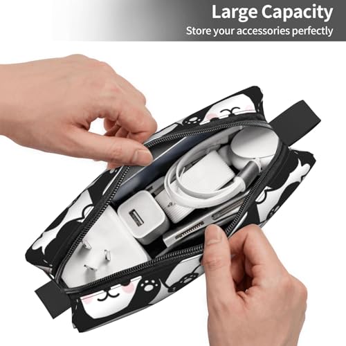 JKJOJIA Panda Black White Makeup Bag Organizer Portable Travel Cosmetic Pouch