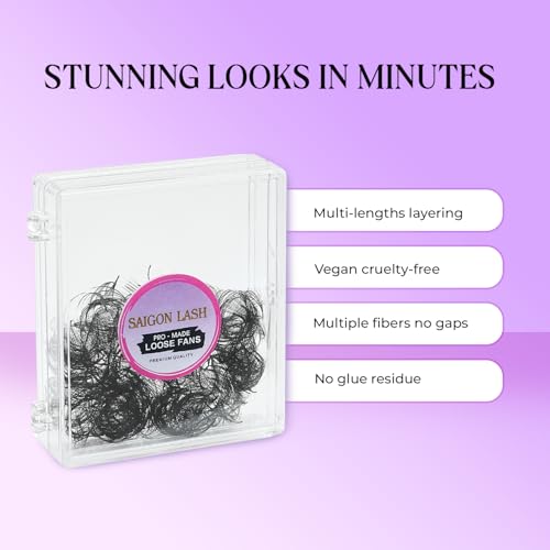 SAIGON LASH 10D Premade Loose Fans Lash Extensions - Black C Curl 16mm