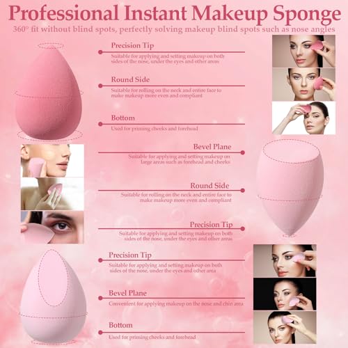 14-Piece Pink Makeup Sponge Set - Flawless Beauty Blenders & Powder Puffs