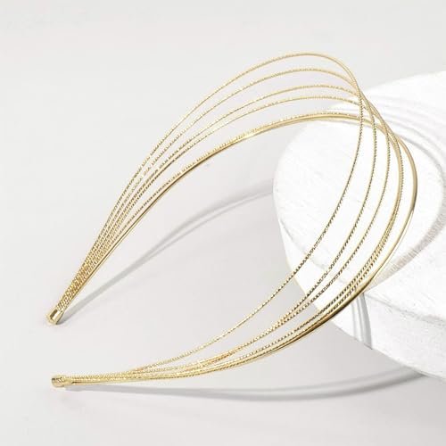 2 Pack Gold Multi-Layer Metal Headbands for Women