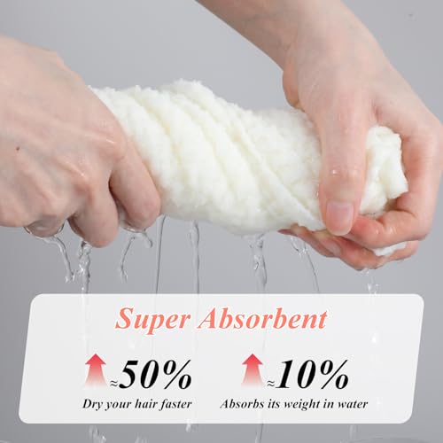 Microfiber Hair Towel Wraps for Women - 4 Pack, Quick Dry & Absorbent