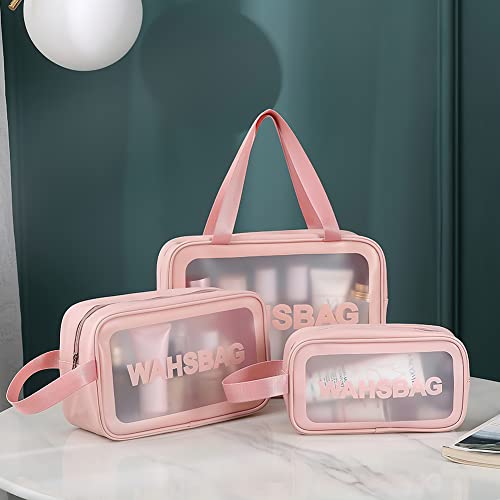 Aucuu 4-Piece Clear Toiletry Bag Set - Waterproof Travel Cosmetic Organizers