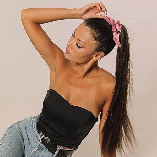 Jaciya Satin Silk Scrunchies - No-Damage Hair Ties with Removable Bow