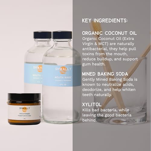 Shwally Natural Peppermint Coconut Mouth Rinse - Alcohol & Fluoride-Free, 8oz