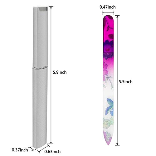 5-Pack Crystal Glass Nail Files with Protective Case - Gentle Manicure Set