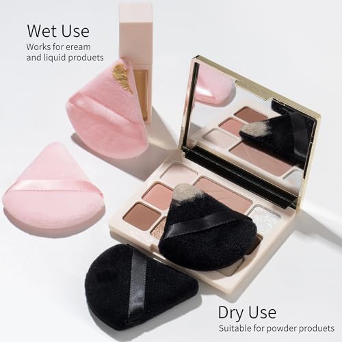 24PCS Black Triangle Makeup Powder Puffs with Storage Case