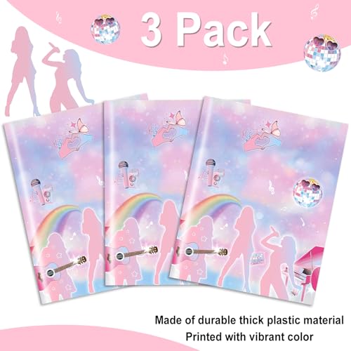 3 Pack Music Birthday Tablecloths | Pastel Plastic Tablecovers 108x54"