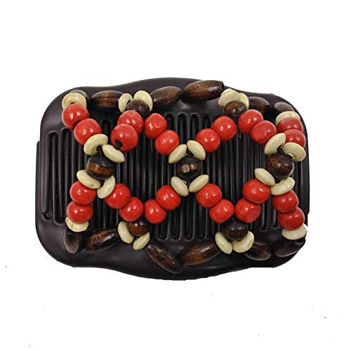 LOVEF 4 Pack Beads Hair Combs for Women & Girls Elastic Hair Clips Stylish Hair Accessory