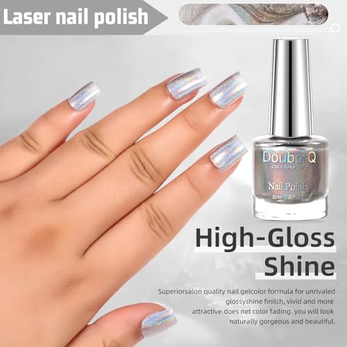 Holographic Glitter Nail Polish 10ml - Iridescent Chrome Effect for Women