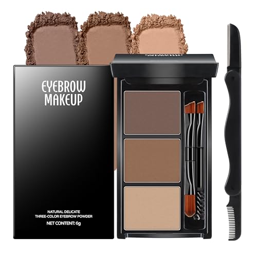 HOSAILY Waterproof Eyebrow Powder Kit with 3 Shades & Brushes