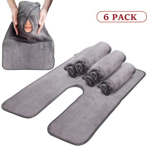 DEAYOU 6 Pack Microfiber Face Towels for Spa & Esthetician Use, U-Shaped Facial Towels