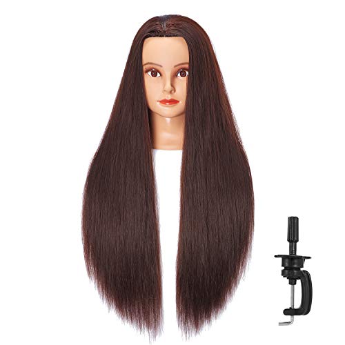 Hairlink 28-Inch Synthetic Hair Mannequin Head with Table Clamp Stand