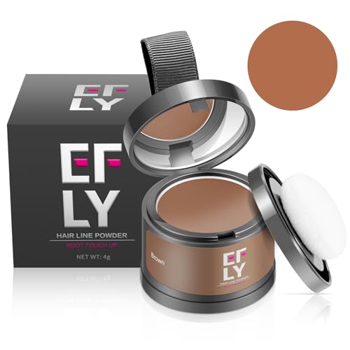 EFLY Root Touch Up Powder Brown 0.14oz for Gray Hair, Thinning Hair & Beard Line, Temporary Hair Color