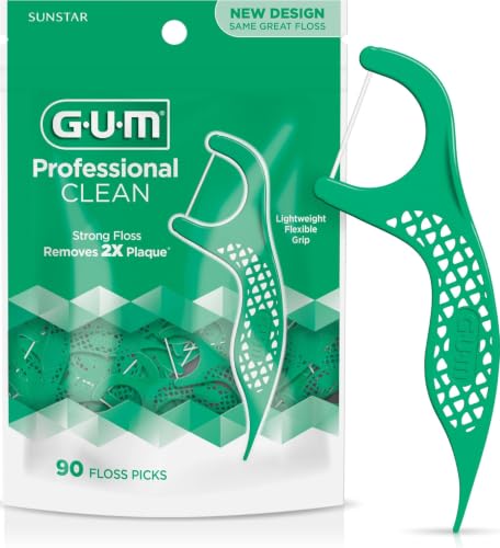 GUM Professional Clean Dental Floss Picks 90 Count, Fresh Mint Flossers