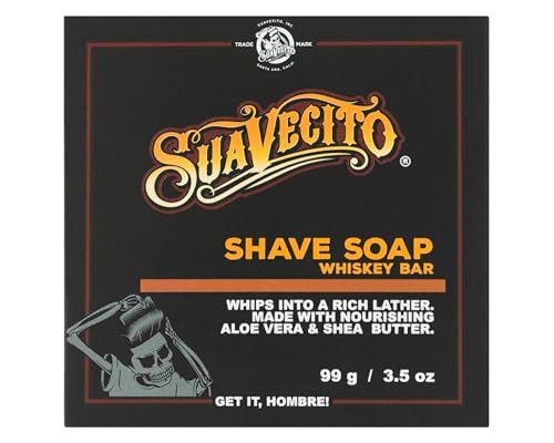 Suavecito Whiskey Bar Shave Soap 3.5oz Pack of 2 - Men's Grooming, Softens Hair