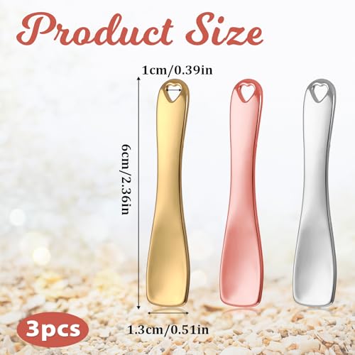 3-Pack Mini Metal Makeup Spatulas - Reusable Stainless Steel Applicators
