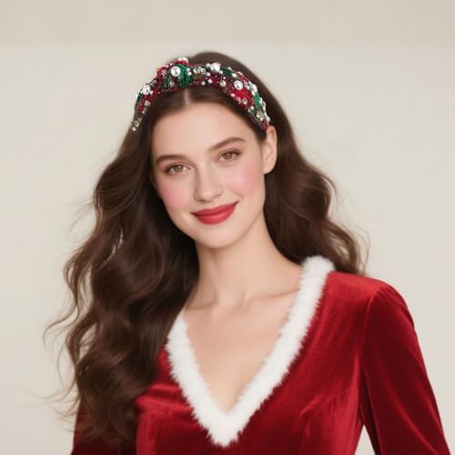 CURASA Green Christmas Headband for Women & Girls Elegant Holiday Hair Accessory