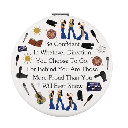 LQRI Musical Makeup Mirror - Silver Hand-Held Cosmetic Mirror for Fans