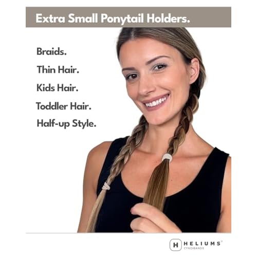 Heliums Extra Small Hair Ties No Damage - Black - Mini 0.7 Inch Tiny Soft Seamless Hair Bands for Toddlers, Braids, Kids Ponytails- 40 Count