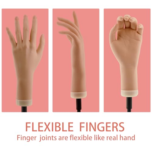 Pink Practice Hand for Acrylic Nails with Adjustable Holder