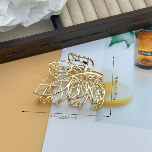 Leaf Hair Claw Clip-2 Gold Leaf Fall Hair Accessories Non-Slip Metal Hairpin for Women
