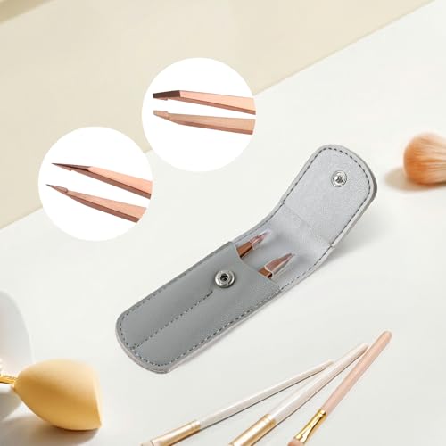 Velodios 2-Pack Precision Eyebrow Tweezers – Slant & Pointed Tips, Leather Case