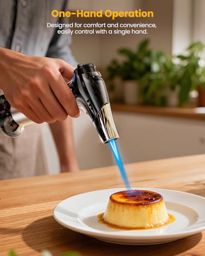 Kollea Culinary Torch - Refillable Butane Kitchen Torch with Safety Lock & Adjustable Flame