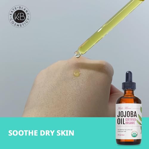 Kate Blanc Organic Jojoba Oil for Hair & Skin, 2oz Pack of 2 - Pure & Cold Pressed