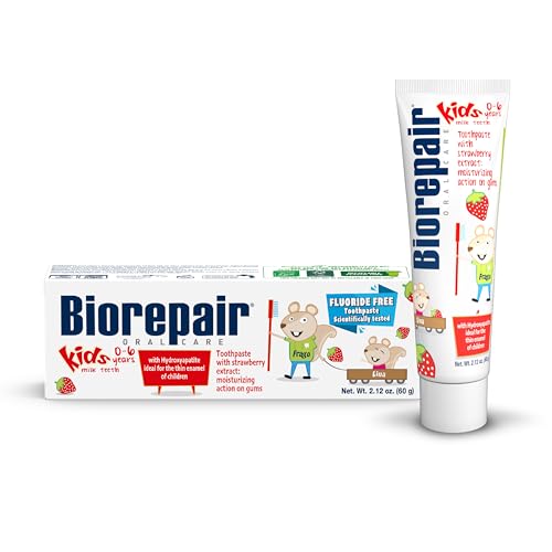 Biorepair Kids Toothpaste with Hydroxyapatite - Strawberry Flavor, Fluoride-Free, 2.12 Oz