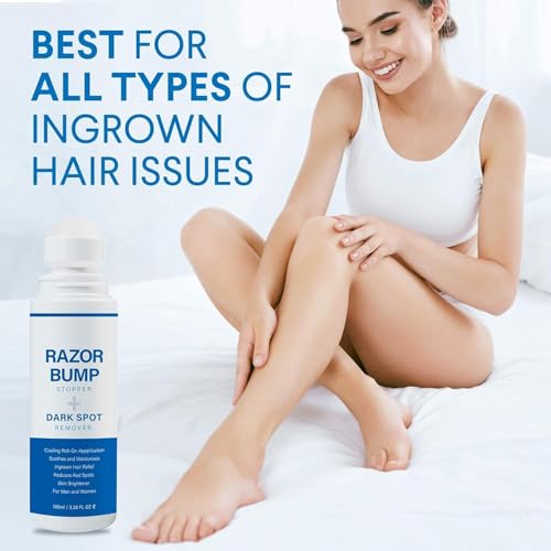 Razor Bump Stopper with Ingrown Hair Treatment: Razor Bumps Treatment for Men and Women, After Shave Solution for Ingrown Hairs and Razor Burns, Roll on Applicator - 3.38 Fl Oz