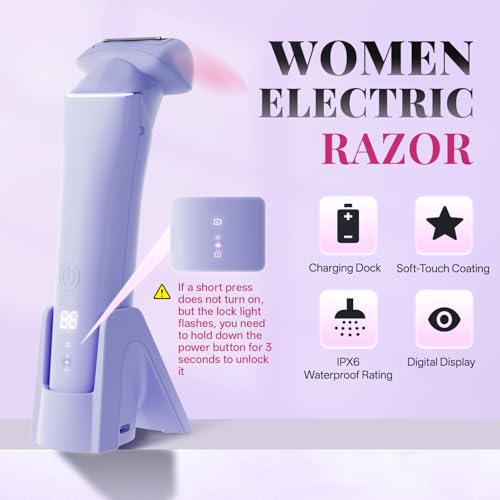 Krofaue 3-in-1 Women Electric Shaver Waterproof Wet & Dry Grooming