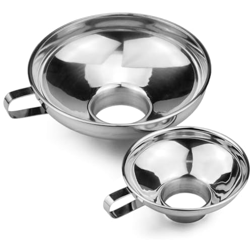Stainless Steel Canning Funnel Set - 2 Wide Mouth Funnels for Mason Jars