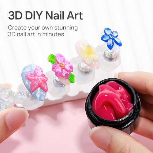 MIZHSE Vibrant 12-Color 3D Nail Gel Set - Non-Sticky Sculpting Gel