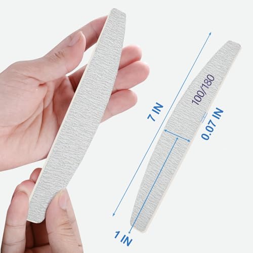 AhaTopia Emery Nail Files 12 Pack Double Sided 100/180 Grit Wooden Nail Buffers