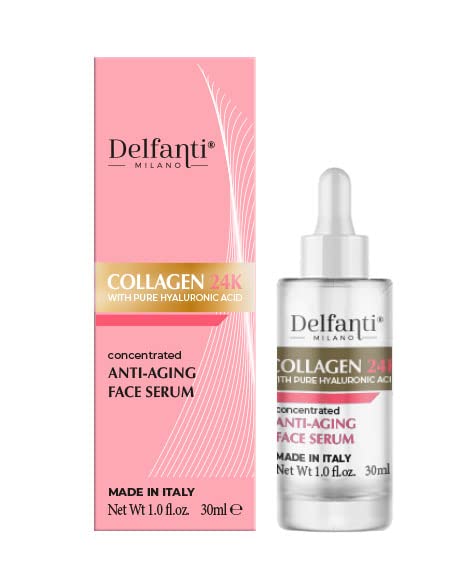 Collagen 24K Gold Hyaluronic Acid Face Serum - Anti-Aging Skin Care, Made in Italy