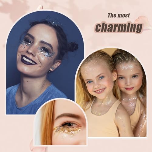 Chunky Face & Body Glitter Gel - Multi-Color Sparkles for Makeup