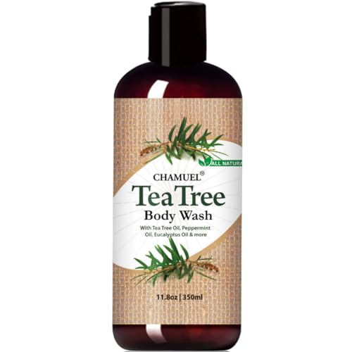 Chamuel Tea Tree Body Wash with Peppermint & Eucalyptus - 11.8oz Antifungal Daily Shower Gel for Itchy Skin & Body Odor