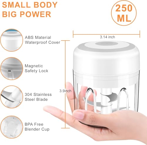 ThomsMait Electric Garlic Chopper - 30W USB Rechargeable Mini Food Processor