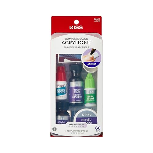 Kiss Complete Salon Acrylic Nail Kit with 64 Tips & Glue