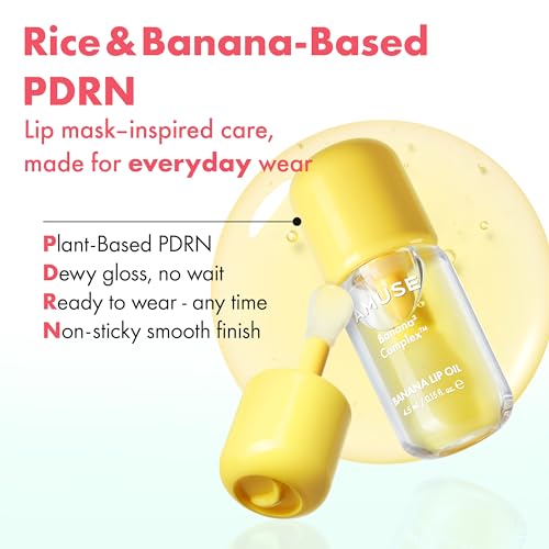 Amuse Seoul Banana Lip Oil - Moisturizing Vegan Hydrating Gloss, 02 Banana