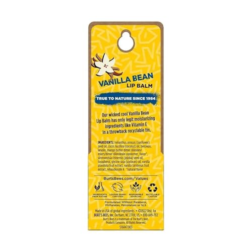 Burt's Bees Vanilla Bean Lip Balm Tin 0.3 oz Natural Moisturizer for Dry Lips