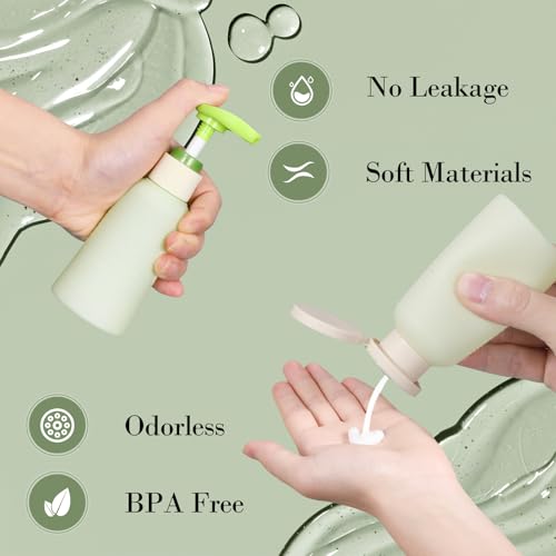 UMETASS 3.4oz Travel Refillable Shampoo Bottle - Green, Locking Pump, 2 Pack