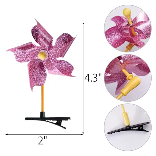 30 Pcs Windmill Alligator Hair Clips - Glitter Sequin Pinwheel Barrettes