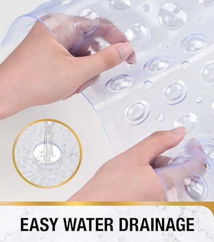 HITSLAM Non-Slip PVC Shower Mat - 24"x24", Clear with Drain Hole