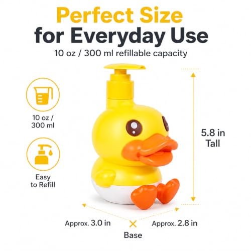 Cute Duck Soap Dispenser for Kids - Fun Bathroom Accessory