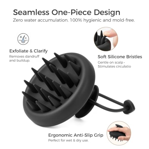 Yulume 2-Pack Black & Green Scalp Massager Shampoo Brush for Deep Cleansing & Hair Growth